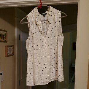 J. Crew White and Black Polka Dot Ruffle Blouse 10